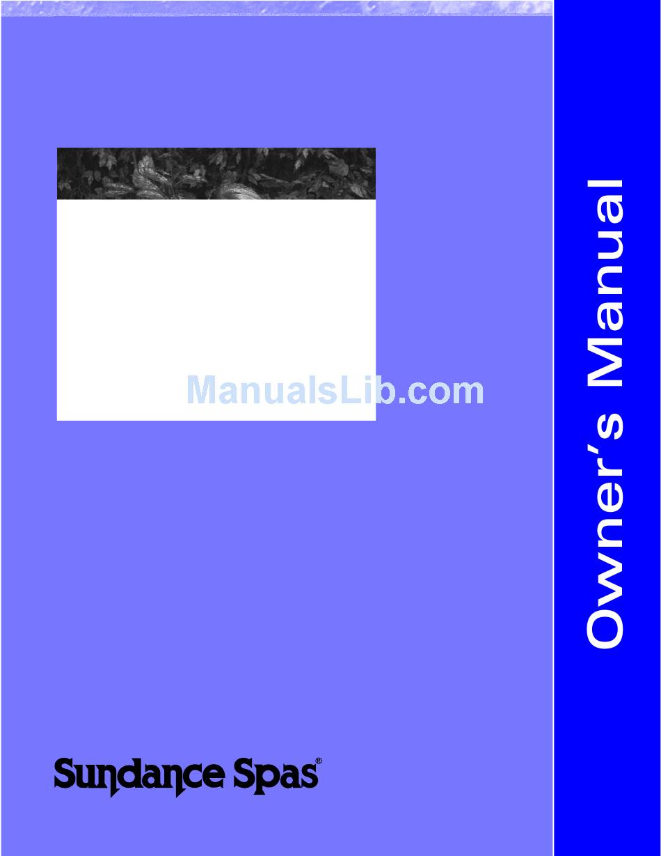 SUNDANCE SPAS 850 SERIES OWNER S MANUAL Pdf Download ManualsLib