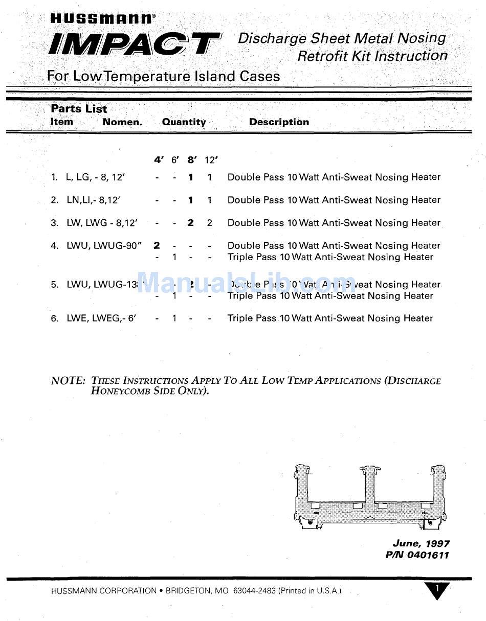 HUSSMANN IMPACT LW MERCHANDISER INSTALL MANUAL | ManualsLib