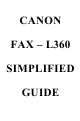 Canon L360 Simplified Manual