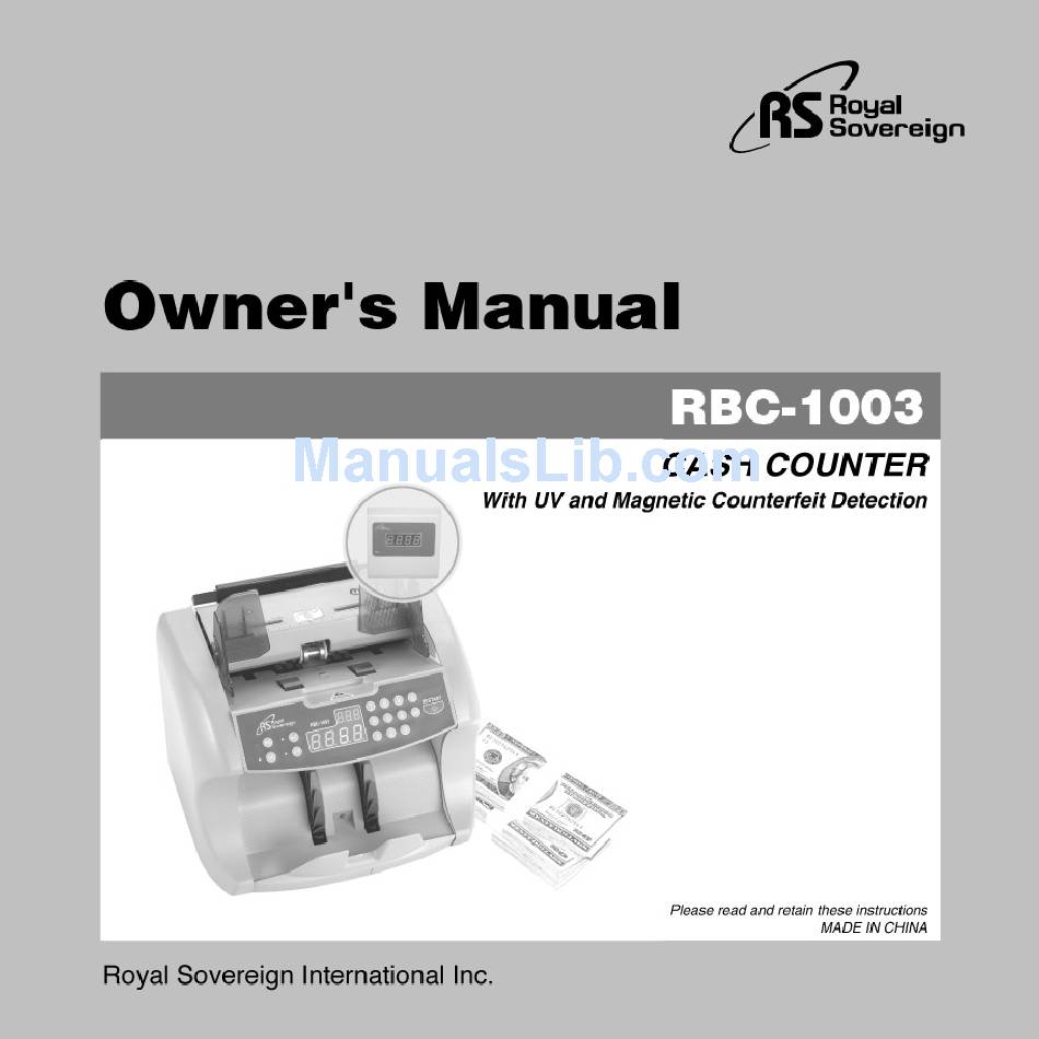 ROYAL SOVEREIGN RBC-1003 OWNER'S MANUAL Pdf Download | ManualsLib