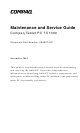 Compaq Tablet PC TC1000 Maintenance And Service Manual