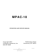 Computer Dynamics MPAC-18 Operating And Service Manual