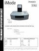 iMode Alarm Clock Radio with Docking Station for Ipod IP202UK Specification Sheet