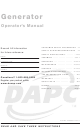 DeVilbiss Generator Operator's Manual