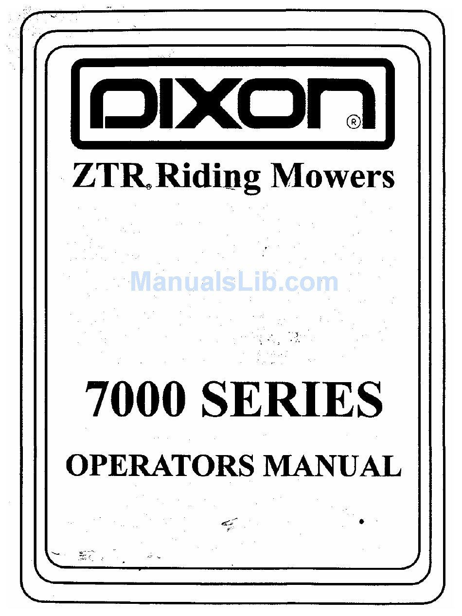 DIXON ZTR 700 SERIES OPERATOR'S MANUAL Pdf Download | ManualsLib