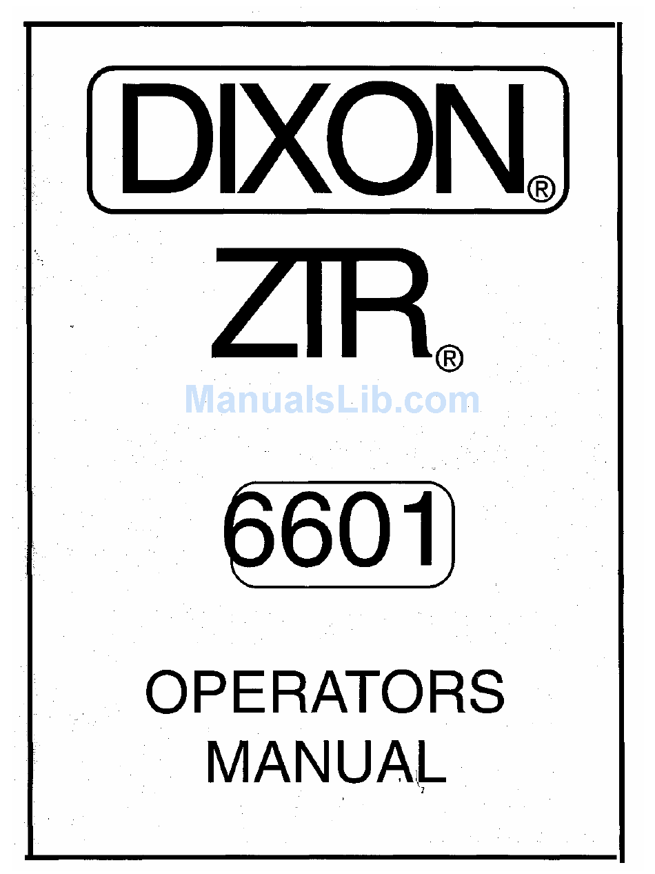 DIXON ZTR 6601 OPERATOR'S MANUAL Pdf Download | ManualsLib