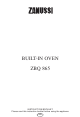 Zanussi ZBQ 865 Instruction Booklet