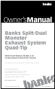 banks Banks Split-Dual Monster F250 Owner's Manual