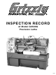 Grizzly G0509G Inspection Record