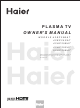 Haier 42EP25SAT Owner's Manual