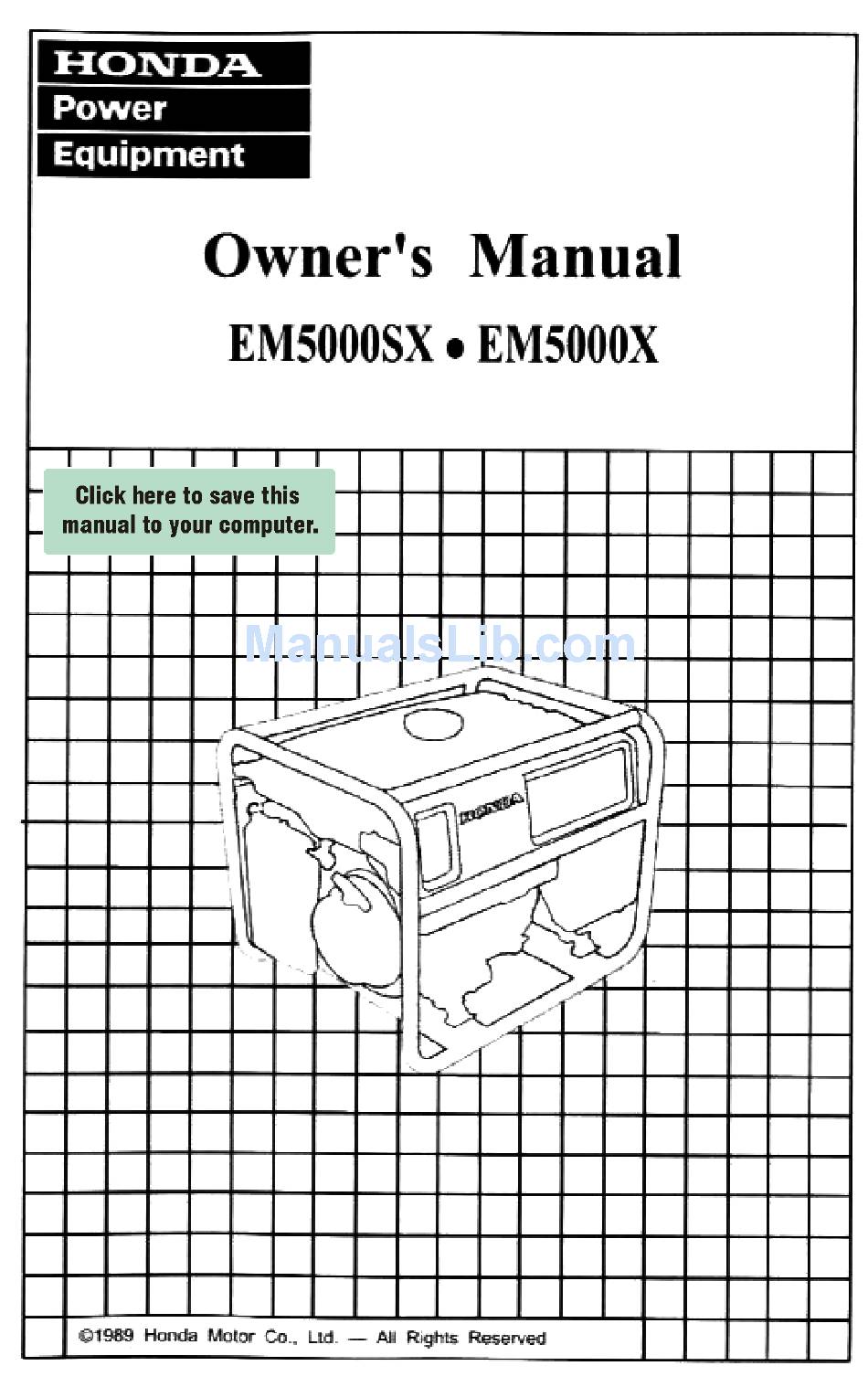 HONDA EM5000X OWNER'S MANUAL Pdf Download | ManualsLib