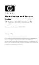 HP dv8000 - 403809-001 Notebook Laptop Keyboard Maintenance And Service Manual