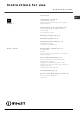 Indesit SIXL 149 D Instructions For Use Manual