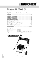 Kärcher K 2200 G Operator's Manual