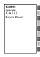 Kawai CA 111 Owner's Manual