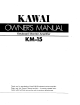 Kawai Keyboard Monitor Amplifier KM-15 Owner's Manual