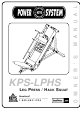 Keys Fitness LEG PRESS / HACK SQUAT KPS-LPHS Owner's Manual