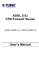 Planet ADSL 2/2+ VPN Firewall Router ADW-4302A v2 User Manual