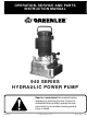 Greenlee 940-M3 Operation, Service And Parts Instruction Manual