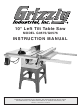 Grizzly G0575 Instruction Manual