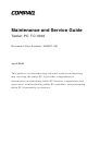 Compaq TC1000 - Tablet PC - Crusoe TM5800 1 GHz Maintenance And Service Manual