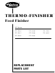 Hatco THERMO-FINISHER TF-2015 Replacement Parts List Manual
