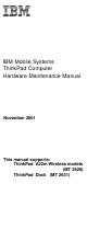 IBM ThinkPad A22m 2628 Hardware Maintenance Manual