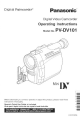 Panasonic Digital Palmcorder PV-DV101 Operating Instructions Manual