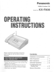 Panasonic KX-F900 Operating Instructions Manual