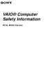 Sony VAIO PCG-R505AFE Safety Information Manual