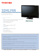 Toshiba 32HLV66 Specifications