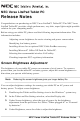 NEC VERSA LITEPAD TABLET PC - RELEASE NOTES Release Note