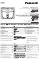 Panasonic SR2363Z - RICE COOKER LID 20CUP Operating Instructions Manual