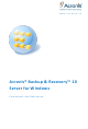 ACRONIS BACKUP RECOVERY 10 SERVER FOR WINDOWS - COMMAND LINE Cli Reference Manual