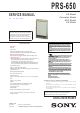 Sony PRS650SC Service Manual
