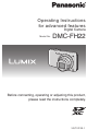 Panasonic DMCFH22 - DIGITAL STILL CAMERA Operating Instructions For Advanced Features