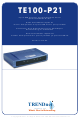TRENDnet TE100 - Switch Quick Installation Manual