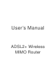 Ace ADSL2+ Wireless MIMO Router User Manual