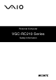 Sony VGC-RC210G - Vaio Desktop Computer Safety Information Manual