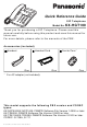 Panasonic KX-HGT100B Quick Reference Manual