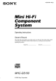 SONY MHC-GS100 Operating Instructions Manual