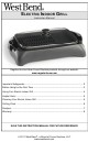 West Bend ELECTRIC INDOOR GRILL Instruction Manual