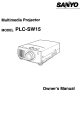 Sanyo SW15 - PLC SVGA LCD Projector Instruction Manual