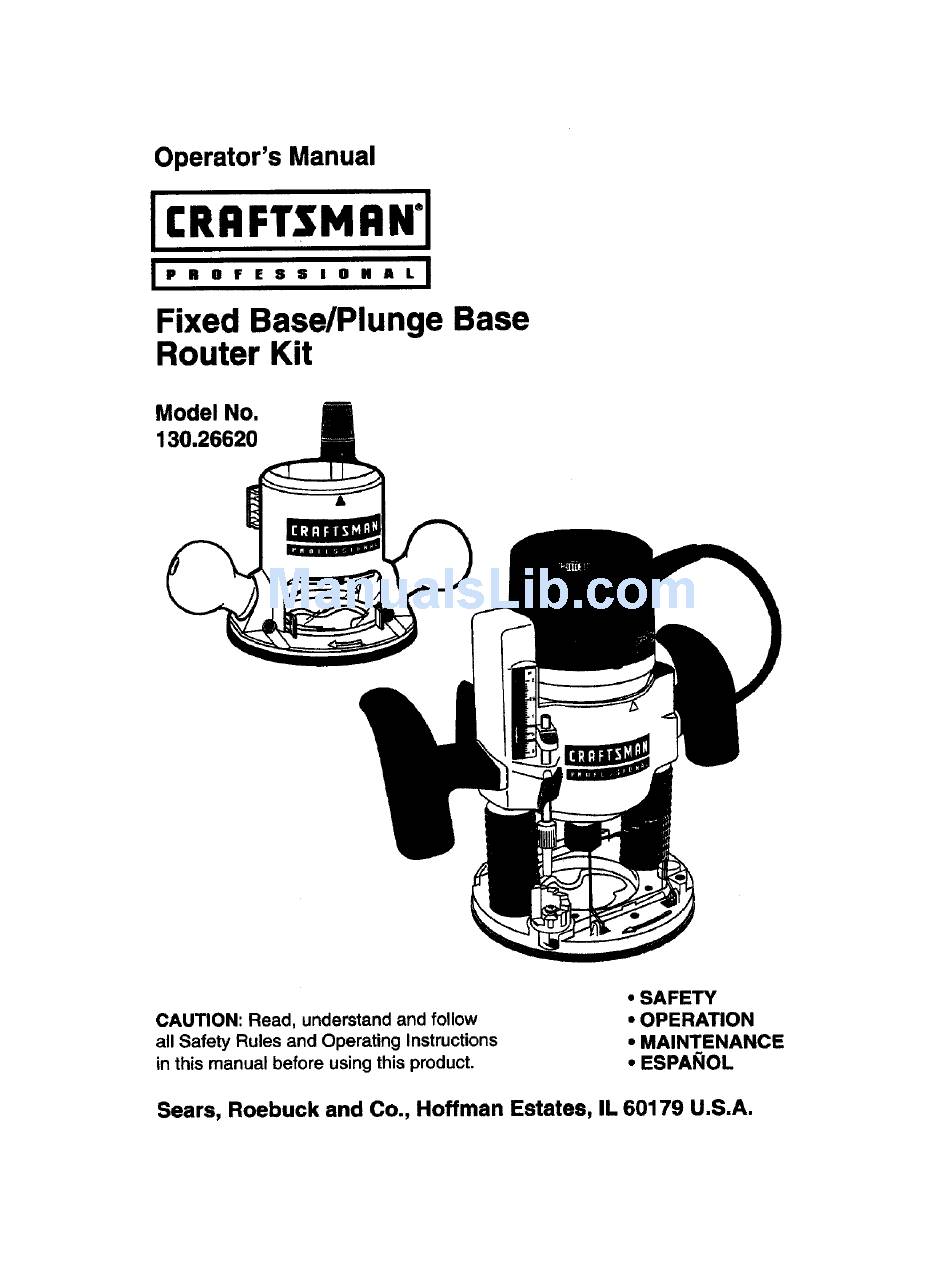 CRAFTSMAN 130.26620 OPERATOR'S MANUAL Pdf Download | ManualsLib