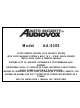 Audiovox Auto Security AA-9300 Installation & Owner's Manual