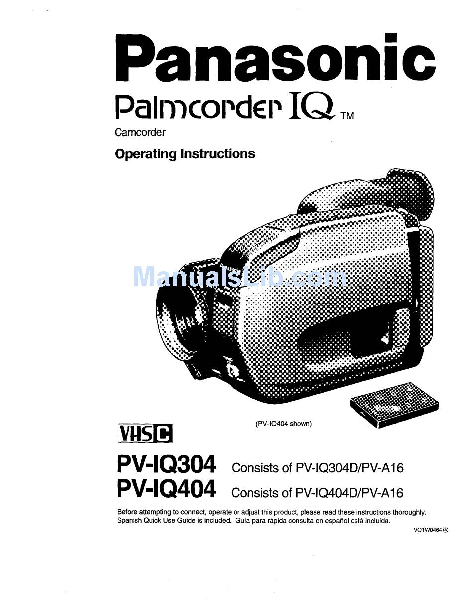 PANASONIC PALMCORDER IQ PVIQ404 OPERATING INSTRUCTIONS MANUAL Pdf