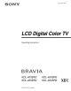 Sony BRAVIA KDL-40XBR2 Operating Instructions Manual