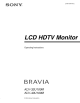 Sony BRAVIA KLV-40U100M Operating Instructions Manual