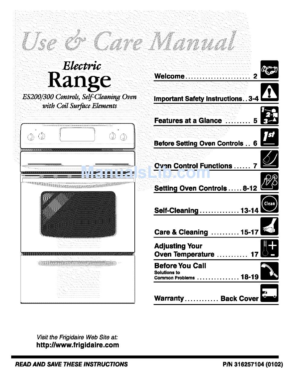 FRIGIDAIRE TEF353AQA USE & CARE MANUAL Pdf Download ManualsLib