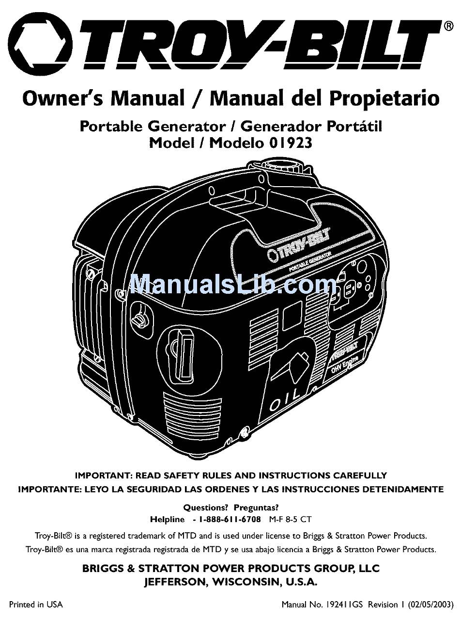 Troy Bilt Tb22 Owners Manual